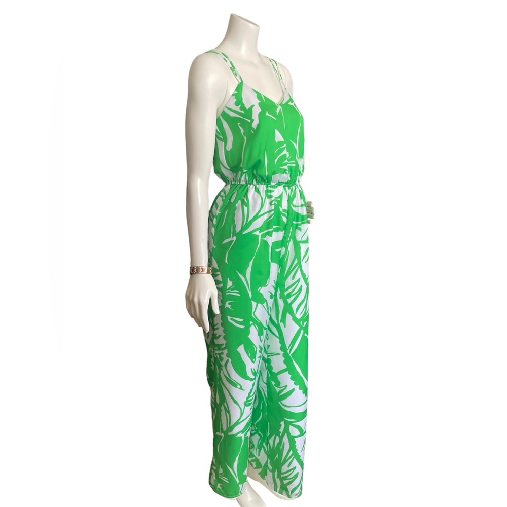 New Lilly Pulitzer Jumpsuit Women Green White Tropical Fully Lined With PocketXS - Picture 7 of 16